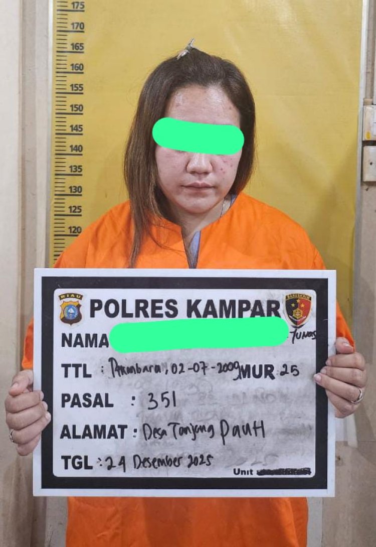 Polres Kampar Tangkap Wanita Cantik, Aniayanya Istri Sah di Gunung Sari
