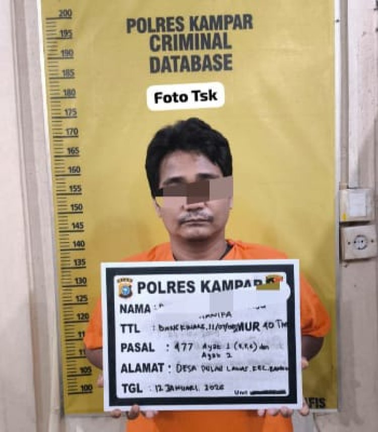 Satreskrim Polres Kampar Tangkap Residivis Kasus Curat di Desa Pulau Lawas