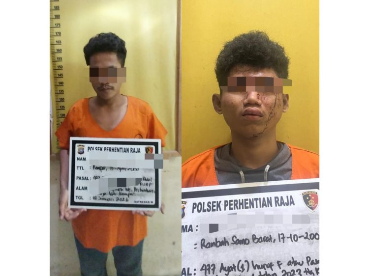 Polsek Perhentian Raja Tangkap Dua Pelaku Pencurian di Desa Hangtuah 