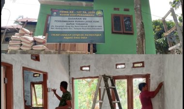 Pembangunan RTLH Almarhum Bapak Yudarfis pada Program TMMD ke-127 Kodim 0301/Pekanbaru Capai 88 Persen