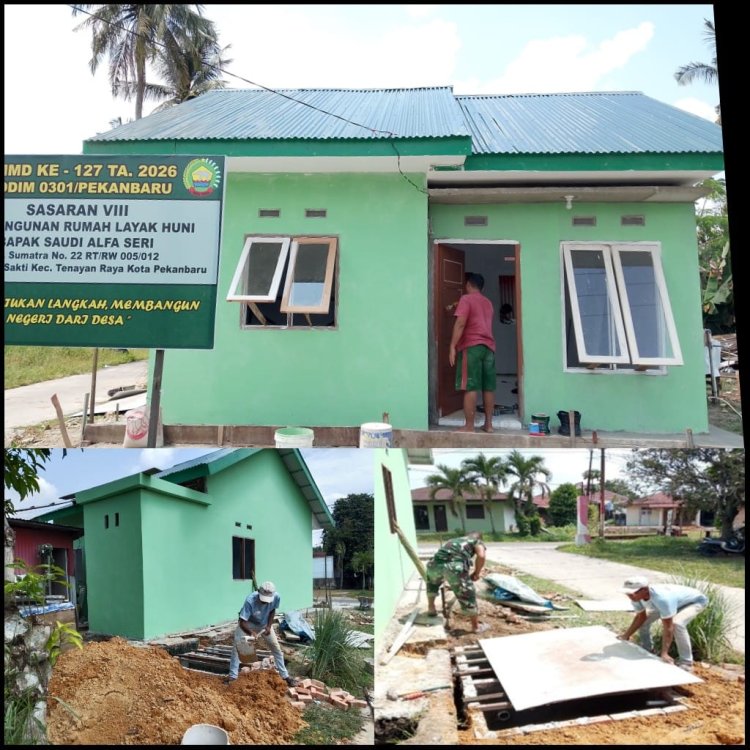 RTLH Bapak Saudi Masuki Tahap Akhir, Satgas TMMD Kodim 0301/Pekanbaru Kebutan Pekerjaan