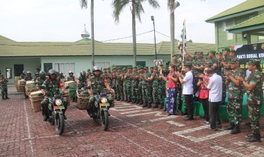 Dandim Hadiri Pemberangkatan Pendistribusian Sembako HUT ke-67 Korem 031/WB