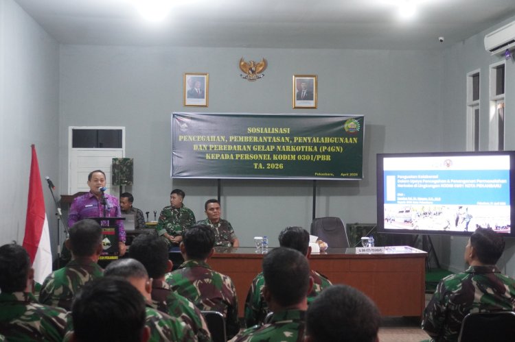 Sosialisasi P4GN di Makodim 0301/Pekanbaru, Prajurit Ditekankan Jauhi Narkoba