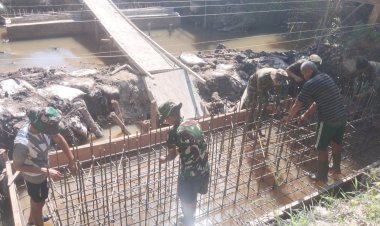 Pengecoran dan Perakitan Besi Pondasi Jembatan Garuda Armco Terus Berjalan