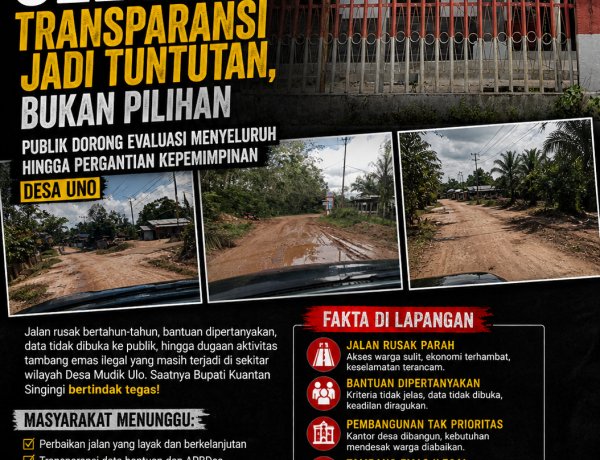 Jalan Rusak, Bantuan Dipertanyakan, Publik Desak Evaluasi Total Kepemimpinan Desa.  ‎