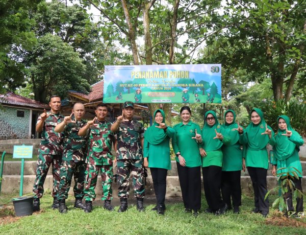 Dandim Hadiri Kegiatan Tanam Pohon HUT ke-80 Persit KCK di Danau Buatan