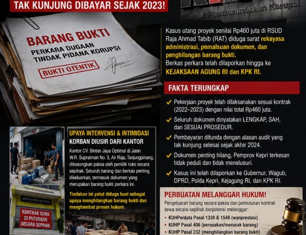 Dua Perusahaan Mitra Diduga Dikondisikan Jadi Korban, Ada Apa yang Disembunyikan RSUD Raja Ahmad Tabib di Balik Tunggakan Rp460 Juta?