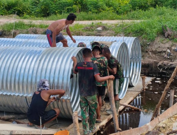 Bersama Rakyat, Kodim 0301/Pekanbaru Kebut Pengerjaan Tiga Jembatan Garuda