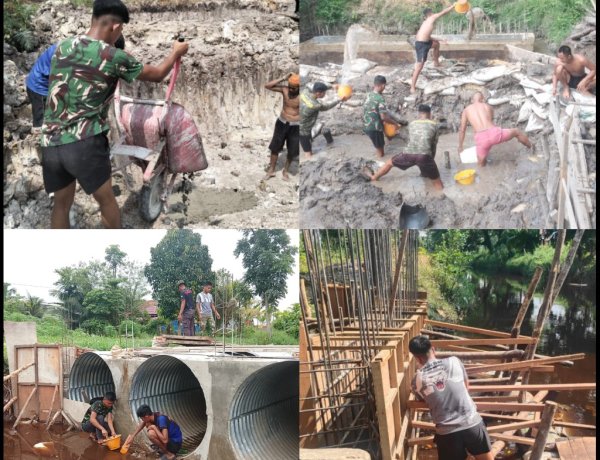 TNI dan Warga Bergotong Royong Wujudkan Jembatan Garuda untuk Kemudahan Akses Masyarakat
