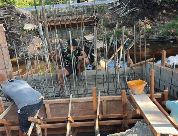Wujud Kemanunggalan TNI dan Rakyat, Empat Jembatan Garuda Terus Dikebut Kodim 0301/Pekanbaru