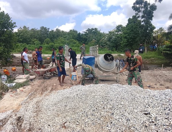 Jembatan Garuda Beton Dikebut, Kodim 0301/Pekanbaru Hadirkan Akses Aman bagi Warga dan Pelajar