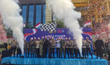 Dandim 0301/Pekanbaru Hadiri Pelepasan Tim Ekspedisi Merah Putih Presisi Polda Riau