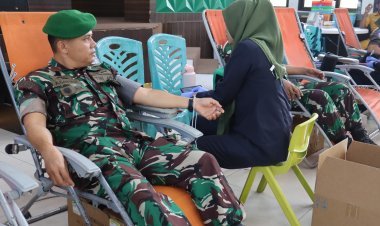Personel Kodim 0301/Pekanbaru Ikut Donor Darah Peringati HUT ke-1 Kodam XIX/Tuanku Tambusai