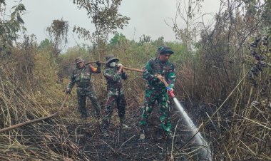 Babinsa Koramil 03/Senapelan Bersama Tim Gabungan Percepat Pendinginan Karhutla di Bandarraya