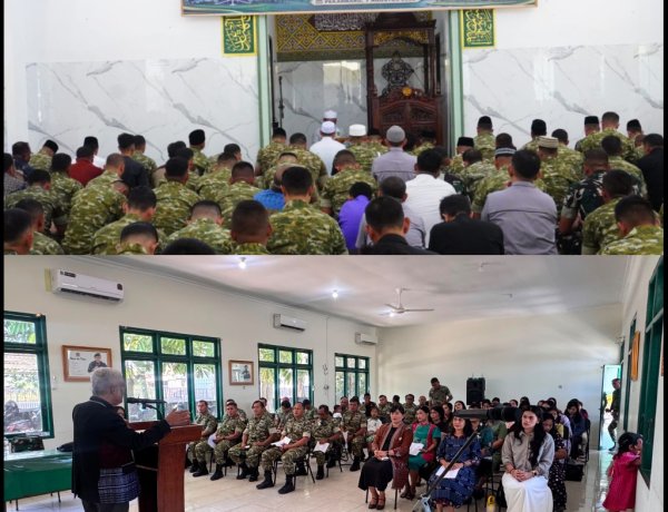 Personel Kodim 0301/Pekanbaru Ikuti Doa Bersama Lintas Agama Peringati HUT ke-1 Kodam XIX/Tuanku Tambusai