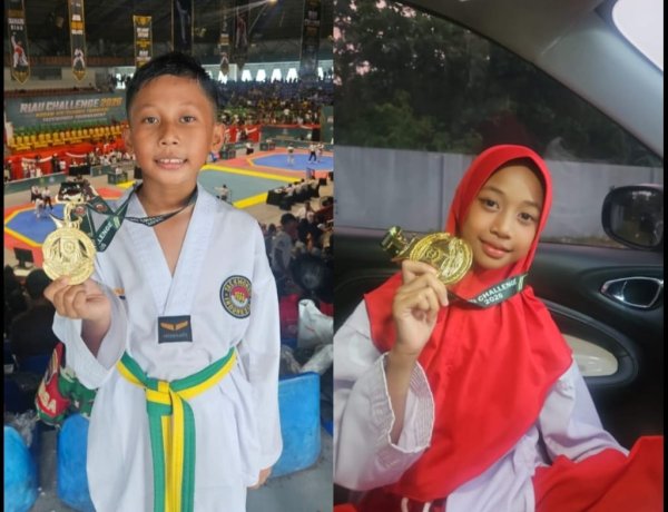 Dua Putra-Putri Prajurit Kodim 0301/Pekanbaru Persembahkan Medali Emas Taekwondo