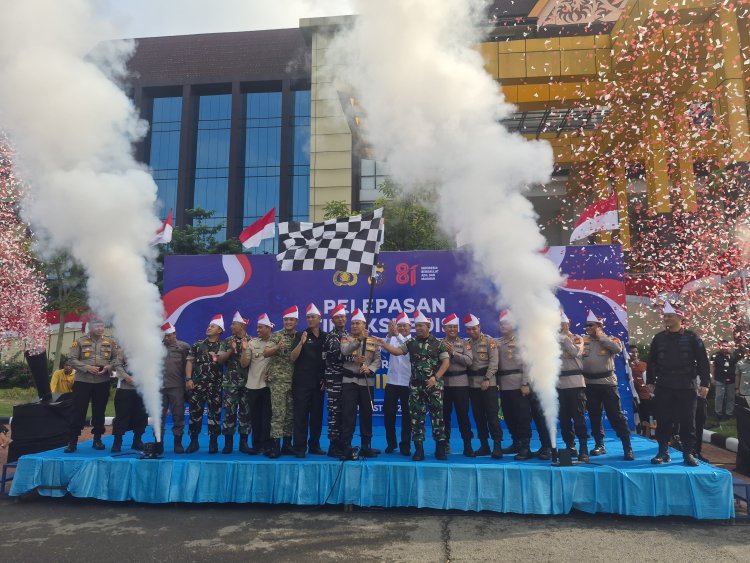 Dandim 0301/Pekanbaru Hadiri Pelepasan Tim Ekspedisi Merah Putih Presisi Polda Riau