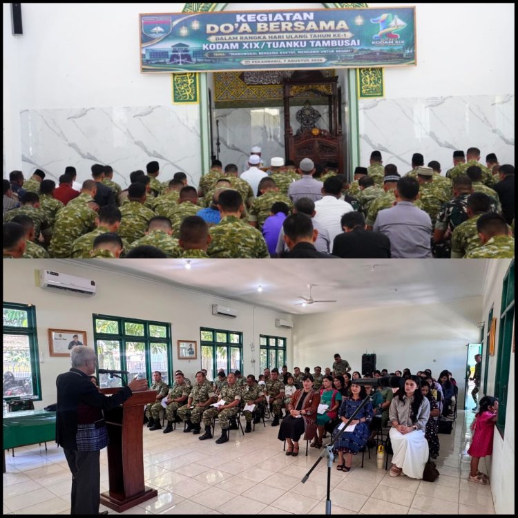Personel Kodim 0301/Pekanbaru Ikuti Doa Bersama Lintas Agama Peringati HUT ke-1 Kodam XIX/Tuanku Tambusai