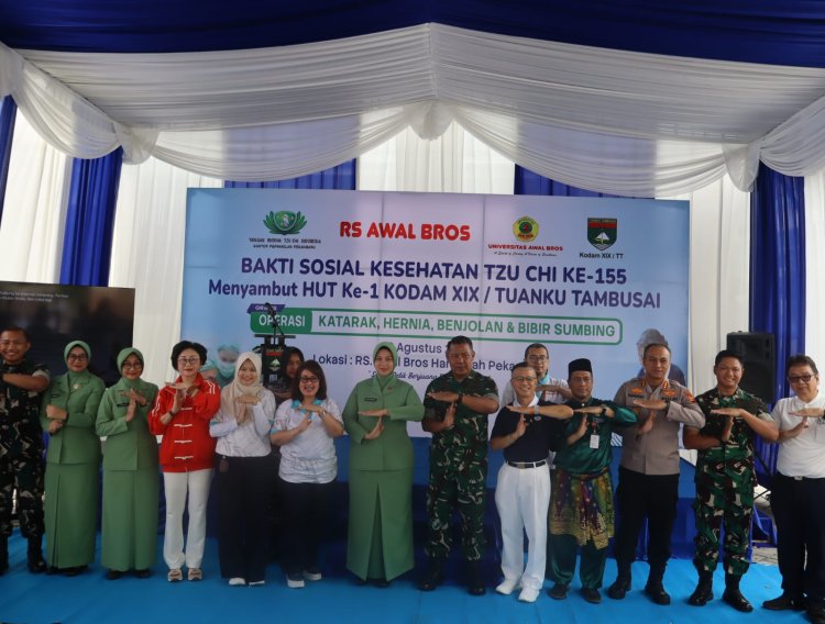 Dandim 0301/Pekanbaru Diwakili Danramil Hadiri Bakti Sosial Kesehatan Gratis HUT ke-1 Kodam XIX/TT