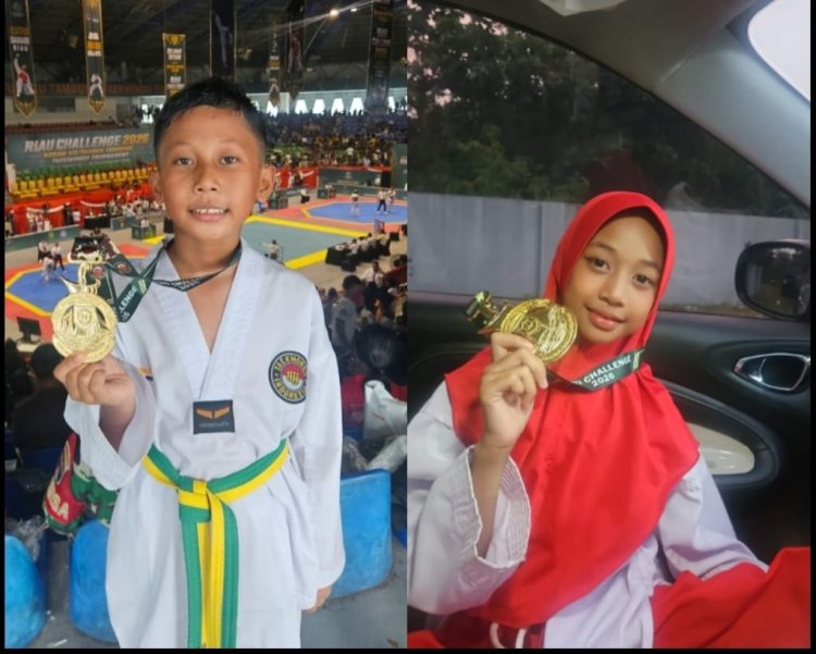 Dua Putra-Putri Prajurit Kodim 0301/Pekanbaru Persembahkan Medali Emas Taekwondo