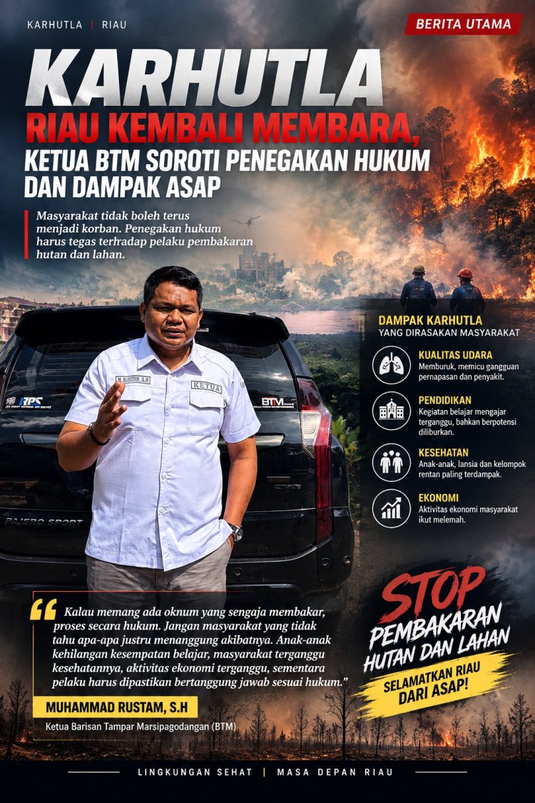 Ketua BTM Soroti Penegakan Hukum dan Dampak Asap bagi Masyarakat  Terkait Karhutla Riau Kembali Membara