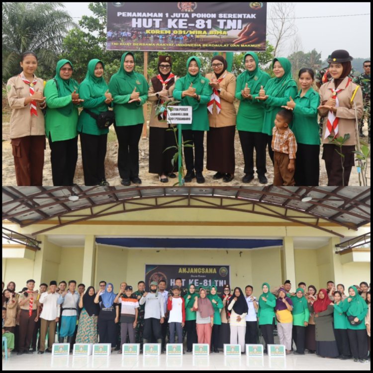 Sambut HUT Ke-81 TNI, Kodim 0301/Pekanbaru Tanam Pohon dan Berbagi dengan Warga